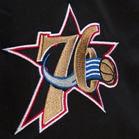 Men's Black Philadelphia 76ers Hardwood Classics Blackout Collection Satin Full-Zip Jacket