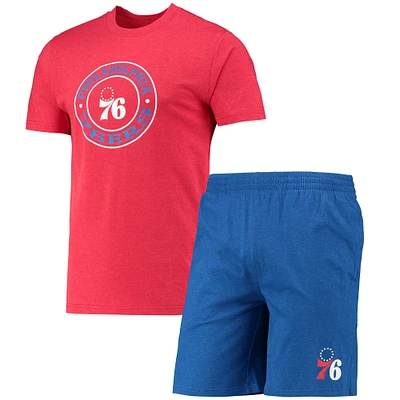 Ensemble de nuit Concepts Sport Royal/Rouge Philadelphia 76ers T-shirt et short pour homme