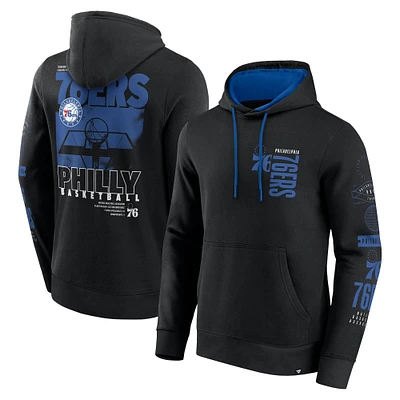 Sweat à capuche croisé Game Time de Philadelphia 76ers pour homme Fanatics Black