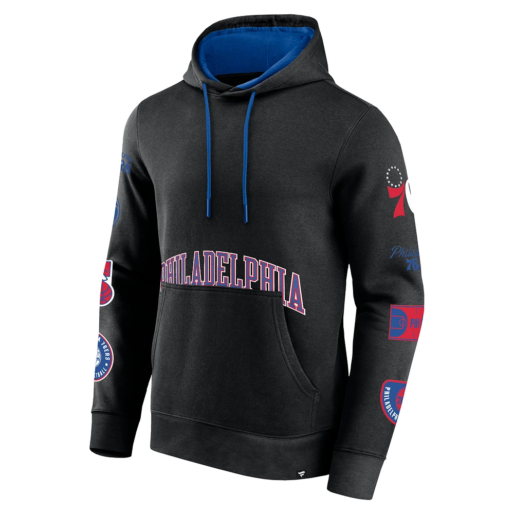 Men's Fanatics Black Philadelphia 76ers Wild Winner Pullover Hoodie