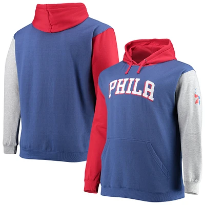 Fanatics Royal/Red Philadelphia 76ers Big & Tall Sweat à capuche double contraste pour hommes