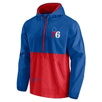 Men's Fanatics Royal/Red Philadelphia 76ers Block Party Thrill Seeker - Half-Zip Hoodie Jacket