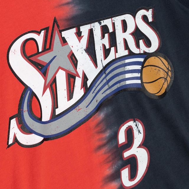 Mitchell & Ness Allen Iverson pour homme Noir/Rouge Philadelphia 76ers Hardwood Classics Tie-Dye Nom et numéro - Débardeur