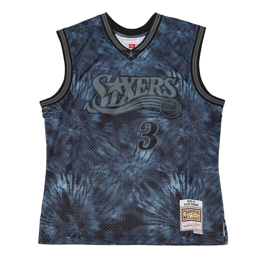 Men's Mitchell & Ness Allen Iverson Black Philadelphia 76ers 2000/01 Tie-Dye Player Swingman - Jersey