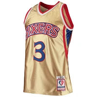 Men's Mitchell & Ness Allen Iverson Gold Philadelphia 76ers 75th Anniversary 1996/97 Hardwood Classics Swingman Jersey