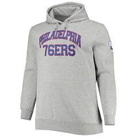 Men's Mitchell & Ness Allen Iverson Heathered Gray Philadelphia 76ers Big Tall Name Number Pullover Hoodie