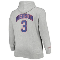 Men's Mitchell & Ness Allen Iverson Heathered Gray Philadelphia 76ers Big Tall Name Number Pullover Hoodie