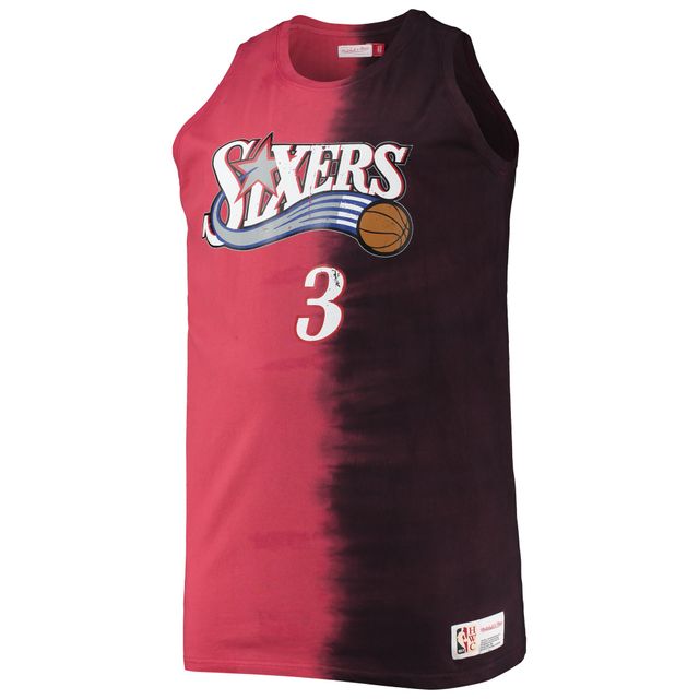 Débardeur pour homme Mitchell & Ness Allen Iverson rouge/noir Philadelphia 76ers Big Tall Profile Tie-Dye Player