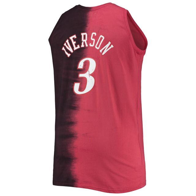 Débardeur pour homme Mitchell & Ness Allen Iverson rouge/noir Philadelphia 76ers Big Tall Profile Tie-Dye Player