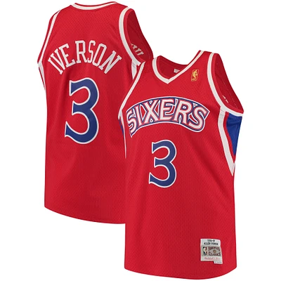 Maillot Swingman Mitchell & Ness Allen Iverson rouge Philadelphia 76ers 1996/97 Hardwood Classics pour hommes