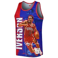 Men's Mitchell & Ness Allen Iverson Royal Philadelphia 76ers 1996-97 Hardwood Classics Player Burst Tank Top
