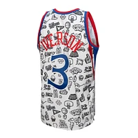 Men's Mitchell & Ness Allen Iverson White Philadelphia 76ers 1996/97 Hardwood Classics Doodle Swingman - Jersey