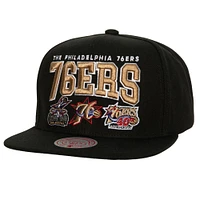 Men's Mitchell & Ness Black Philadelphia 76ers Champ Stack Snapback Hat