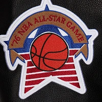 Men's Mitchell & Ness  Black Philadelphia 76ers Hardwood Classics Blackout Collection Full-Snap Varsity Jacket