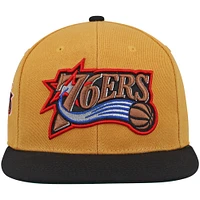 Men's Mitchell & Ness Gold/Black Philadelphia 76ers Hardwood Classics Snapback Hat