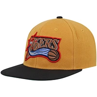 Men's Mitchell & Ness Gold/Black Philadelphia 76ers Hardwood Classics Snapback Hat