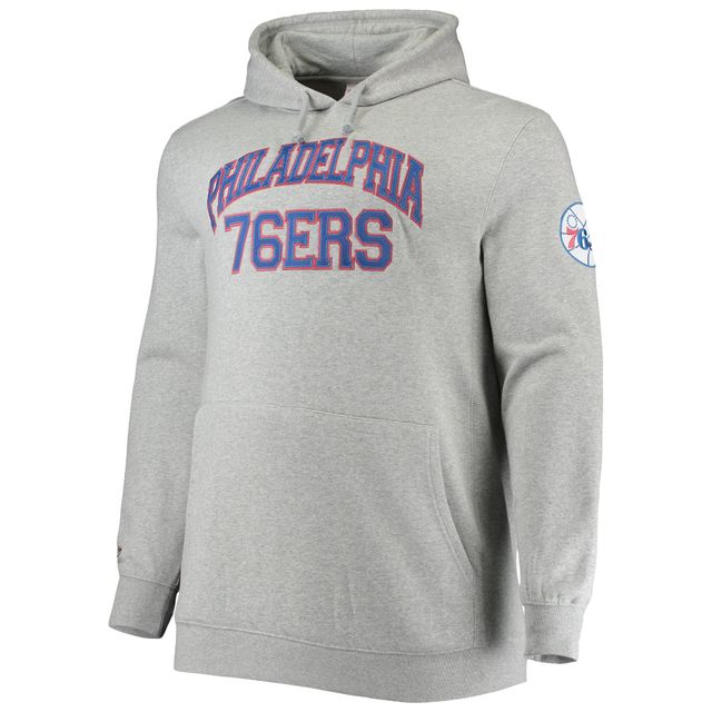 Sweat à capuche pour hommes Mitchell & Ness gris chiné Philadelphia 76ers Hardwood Classics Big Tall Throwback