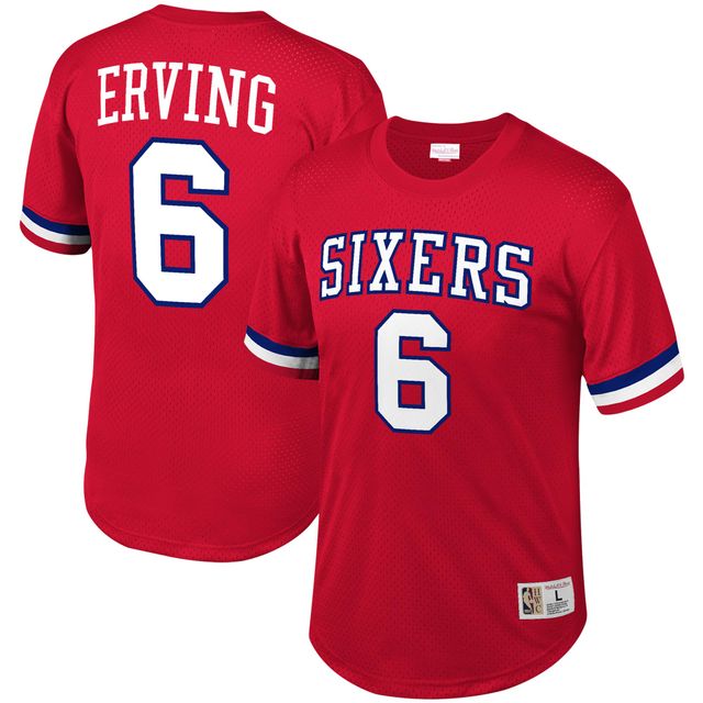 T-shirt en maille rouge des Philadelphia 76ers Mitchell & Ness Julius Erving pour hommes