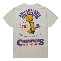 T-shirt rétro de championnat Mitchell & Ness Oatmeal Philadelphia 76ers Hardwood Classics Legacy Defined pour homme