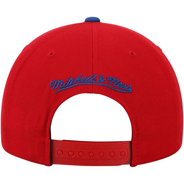 Laine bicolore rouge des Philadelphia 76ers Mitchell & Ness pour hommes - Casquette Snapback