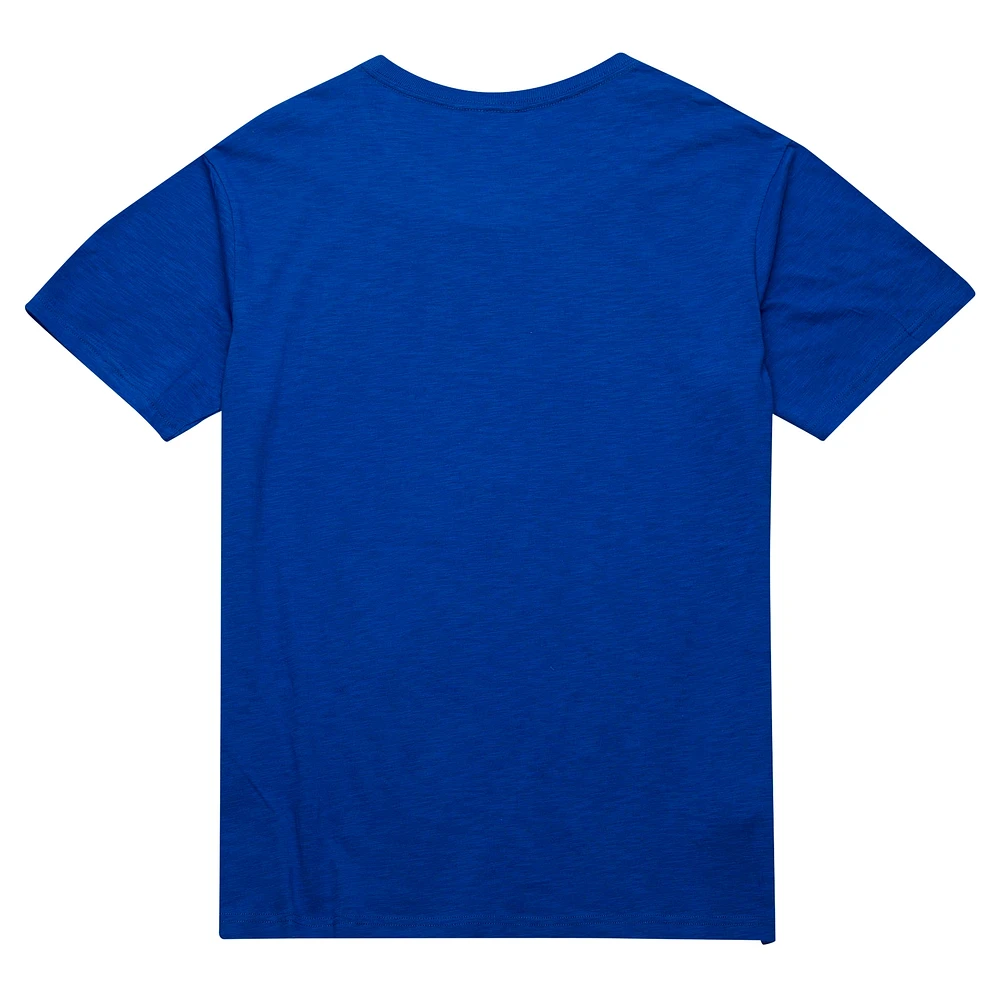 Men's Mitchell & Ness Royal Philadelphia 76ers Hardwood Classics Felt Applique Slub T-Shirt