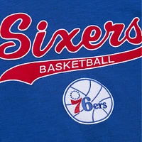 Men's Mitchell & Ness Royal Philadelphia 76ers Hardwood Classics Felt Applique Slub T-Shirt