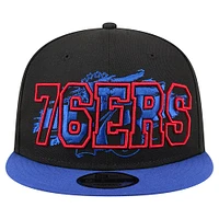 Men's New Era Black/Royal Philadelphia 76ers Sport Night Splatter 2-Tone 9FIFTY Snapback Hat