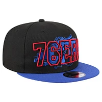 Men's New Era Black/Royal Philadelphia 76ers Sport Night Splatter 2-Tone 9FIFTY Snapback Hat