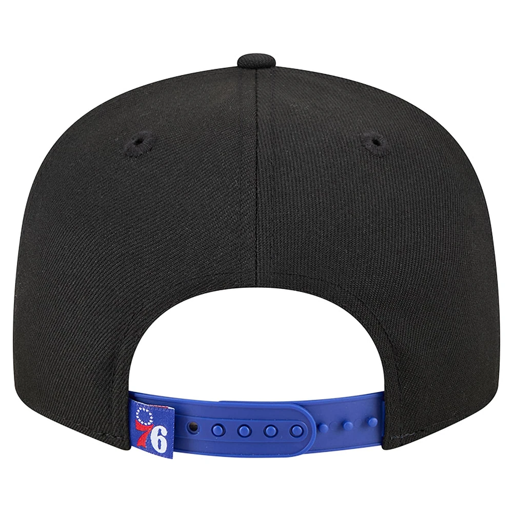 Men's New Era Black/Royal Philadelphia 76ers Sport Night Splatter 2-Tone 9FIFTY Snapback Hat