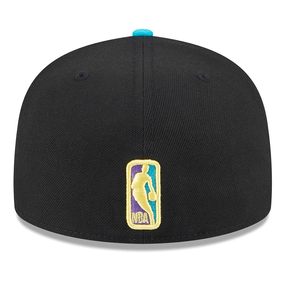 Men's New Era Black/Turquoise Philadelphia 76ers Arcade Scheme 59FIFTY Fitted Hat
