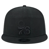 Men's New Era Black Philadelphia 76ers Adventure Canvas Split Panel 9FIFTY Snapback Hat