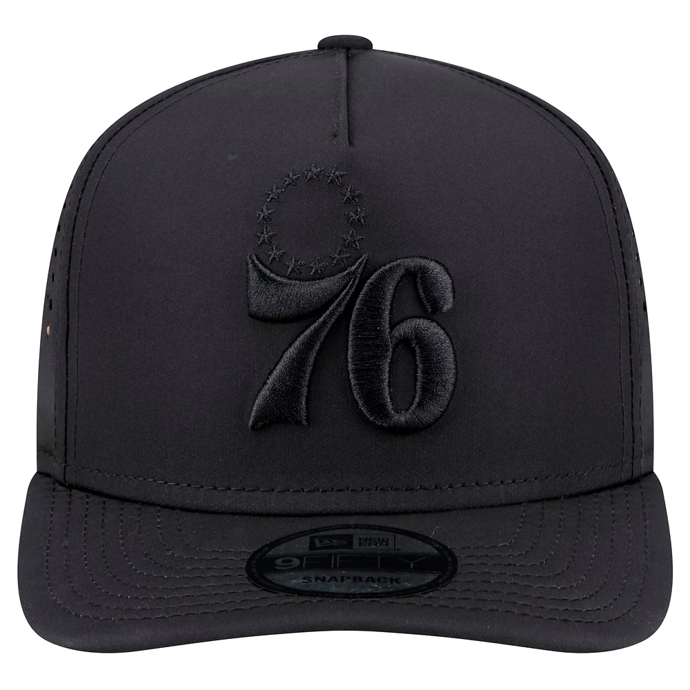 Men's New Era Black Philadelphia 76ers Vented 9FIFTY A-Frame Snapback Hat