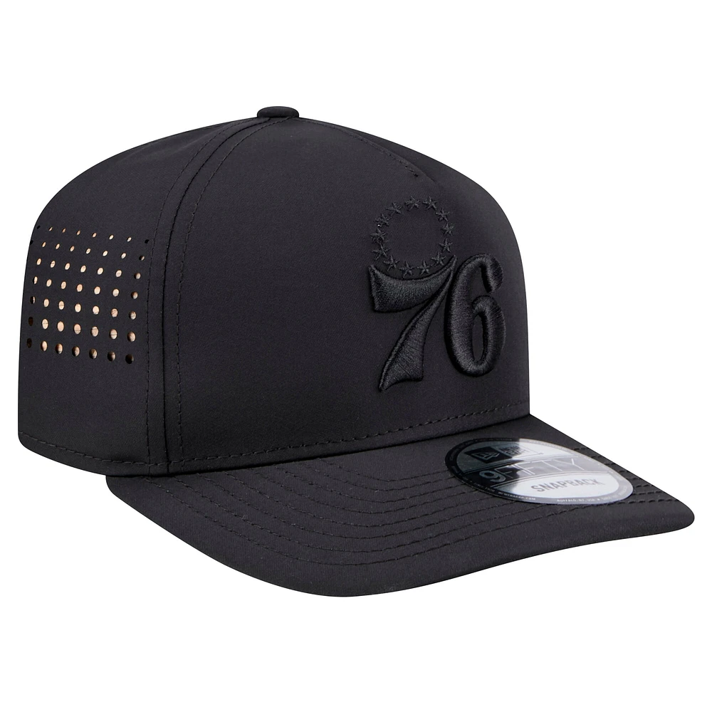 Men's New Era Black Philadelphia 76ers Vented 9FIFTY A-Frame Snapback Hat