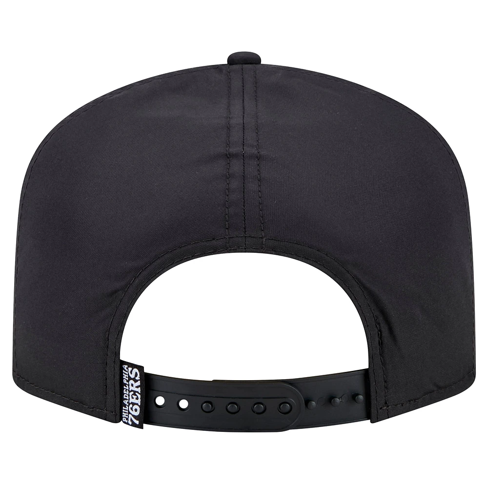 Men's New Era Black Philadelphia 76ers Vented 9FIFTY A-Frame Snapback Hat