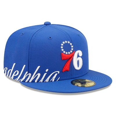 Casquette ajustée 59FIFTY pour homme New Era Blue Philadelphia 76ers avec fente latérale
