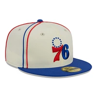 Men's New Era Cream/Royal Philadelphia 76ers Piping 2-Tone 59FIFTY Fitted Hat