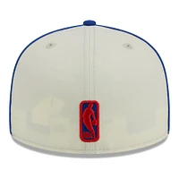 Men's New Era Cream/Royal Philadelphia 76ers Piping 2-Tone 59FIFTY Fitted Hat