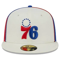 Men's New Era Cream Philadelphia 76ers Piped Pop Panel 59FIFTY Fitted Hat