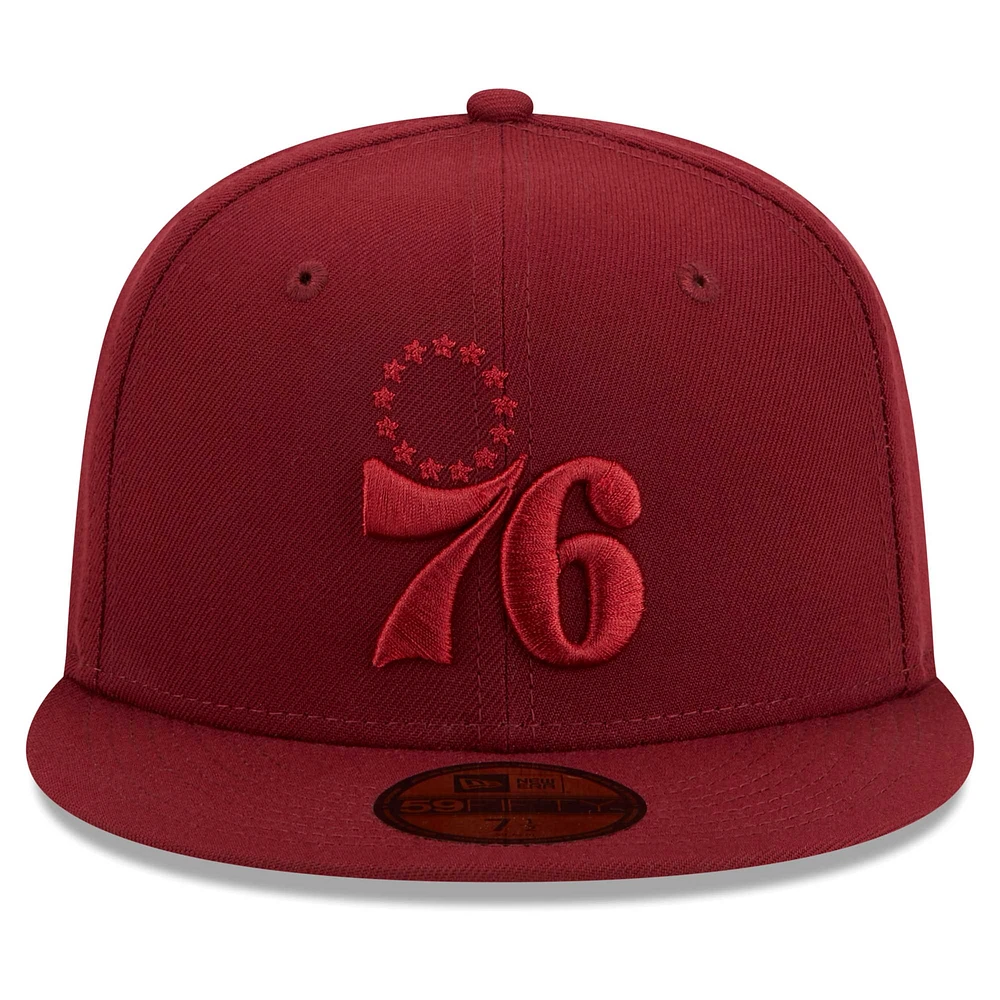 Casquette ajustée New Era Crimson Philadelphia 76ers Color Pack 59FIFTY pour homme