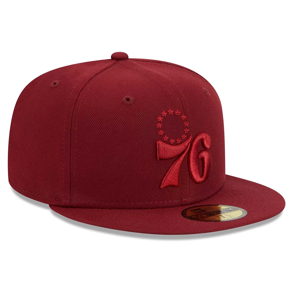 Casquette ajustée New Era Crimson Philadelphia 76ers Color Pack 59FIFTY pour homme