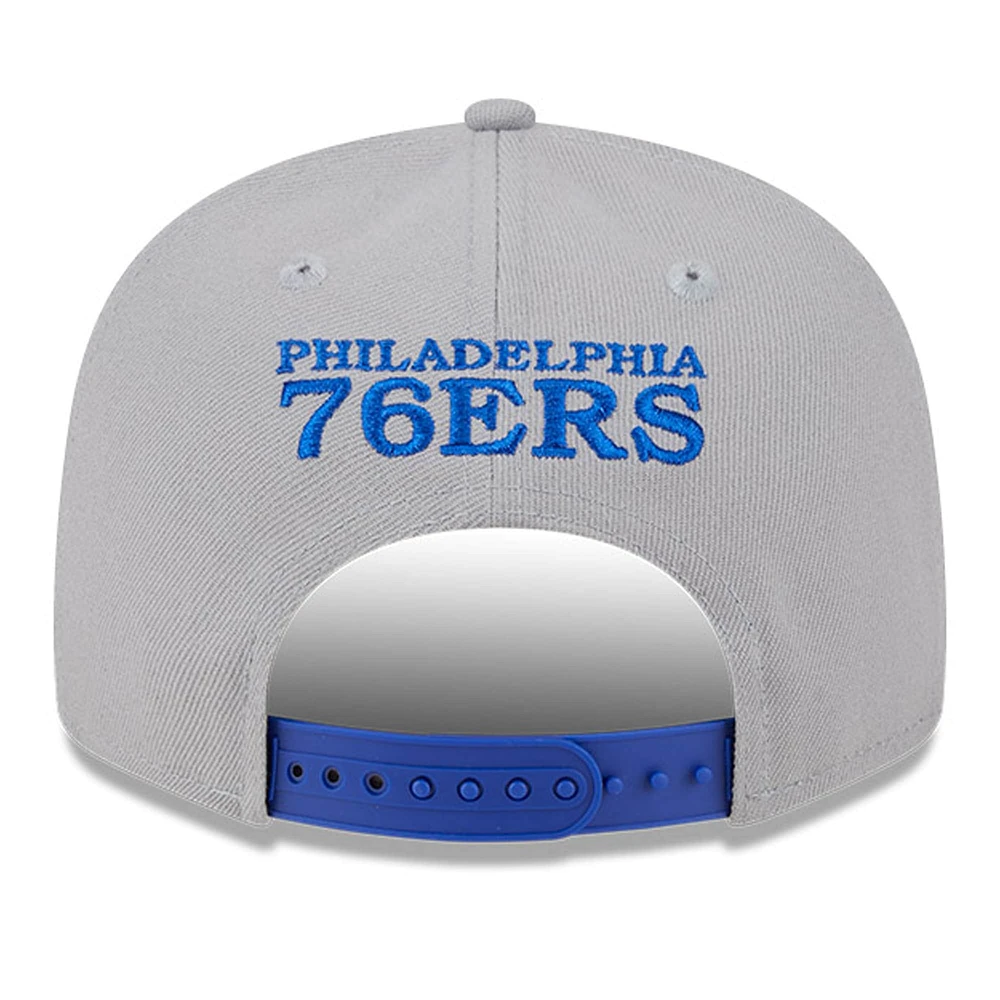 Men's New Era Gray Philadelphia 76ers Chenille Band 9FIFTY Snapback Hat