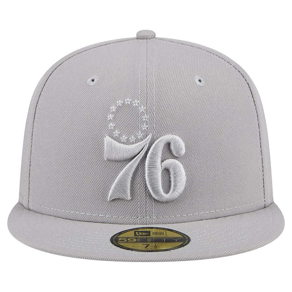 Men's New Era Gray Philadelphia 76ers Color Pack 59FIFTY Fitted Hat