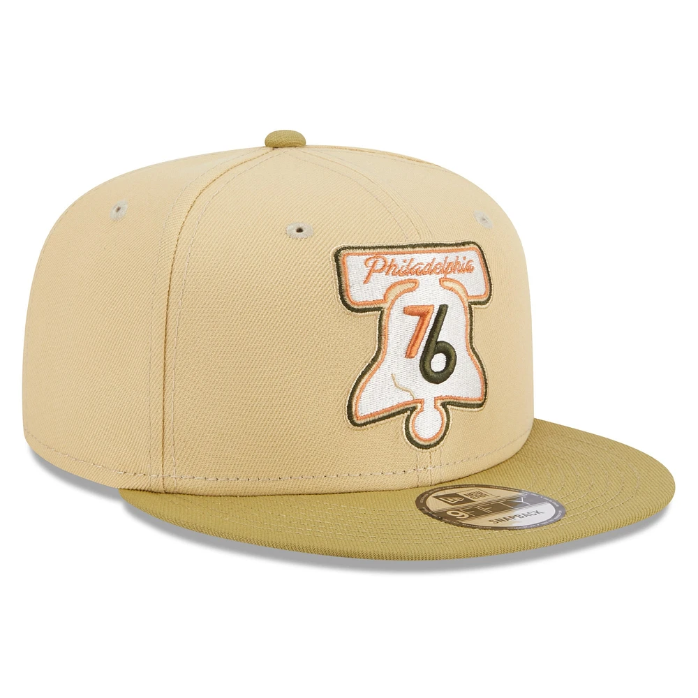 Men's New Era Khaki/Tan Philadelphia 76ers Green Collection Repreve 9FIFTY Snapback Hat