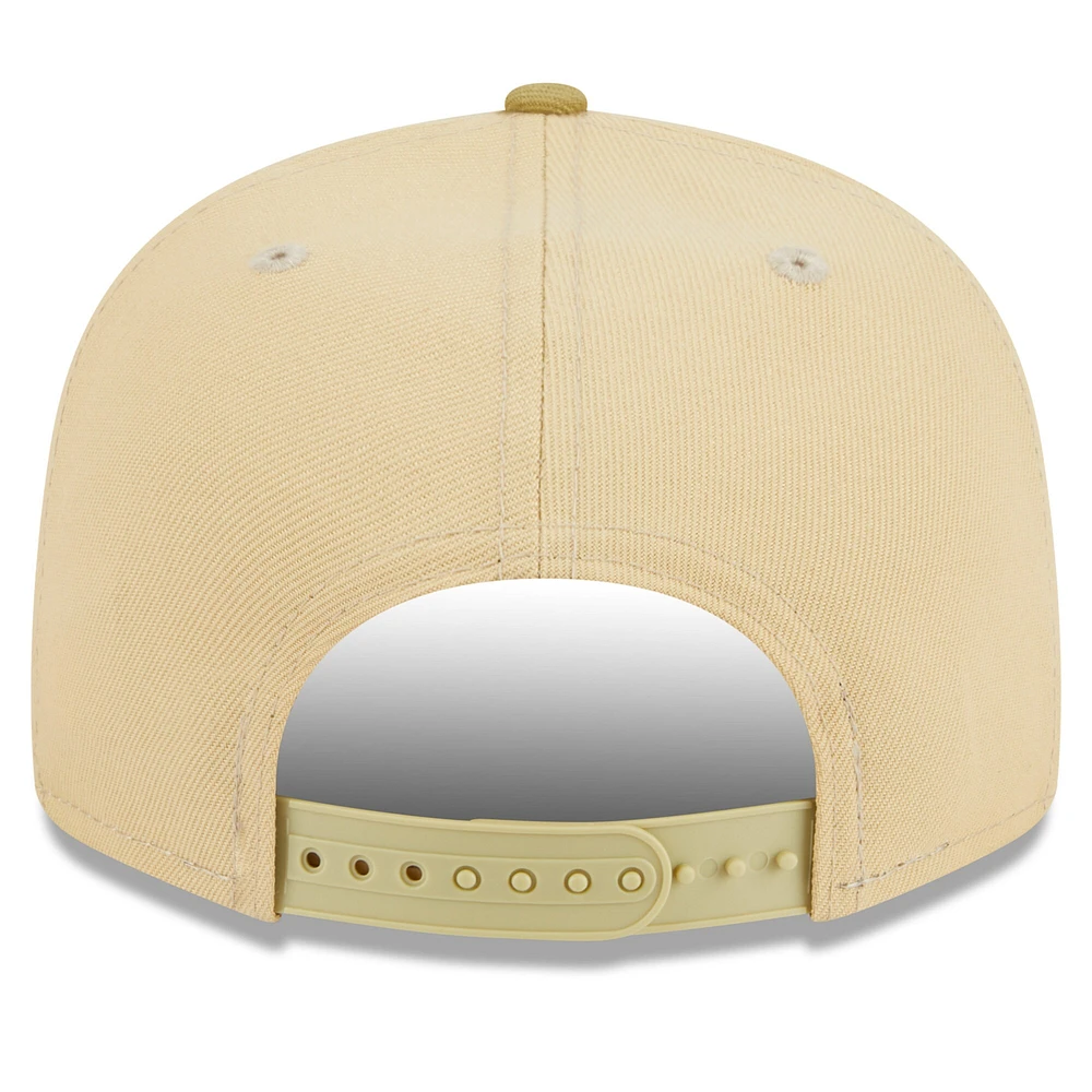 Men's New Era Khaki/Tan Philadelphia 76ers Green Collection Repreve 9FIFTY Snapback Hat