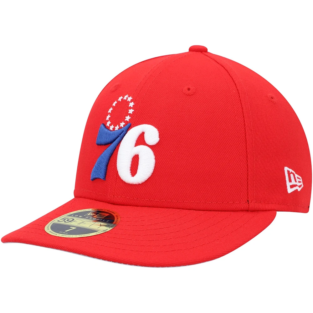 Casquette ajustée 59FIFTY à profil bas de l'équipe des 76ers Philadelphie New Era pour homme, rouge