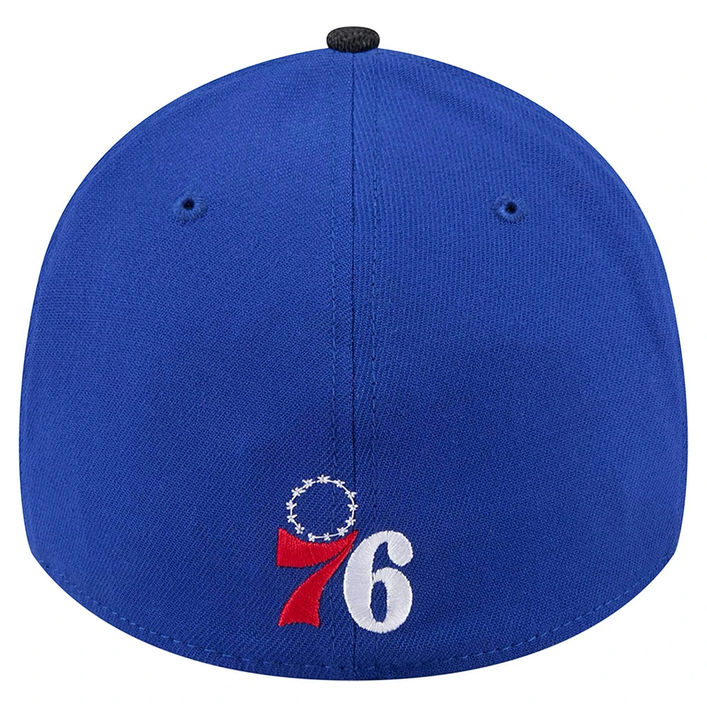 Men's New Era Royal/Black Philadelphia 76ers Sport Night Visor Hit 39THIRTY Flex Hat
