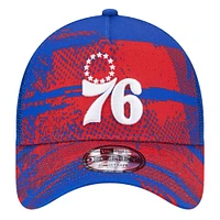 Men's New Era Royal/Red Philadelphia 76ers Tip Off A-Frame Trucker 9FORTY Adjustable Hat
