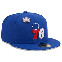 Men's New Era Royal Philadelphia 76ers Chainstitch Logo Pin 59FIFTY Fitted Hat