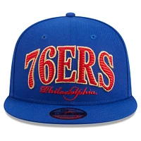 Men's New Era Royal Philadelphia 76ers Golden Tall Text 9FIFTY Snapback Hat