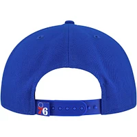 Men's New Era Royal Philadelphia 76ers Oversized Puff Print Logo Golfer Snapback Hat